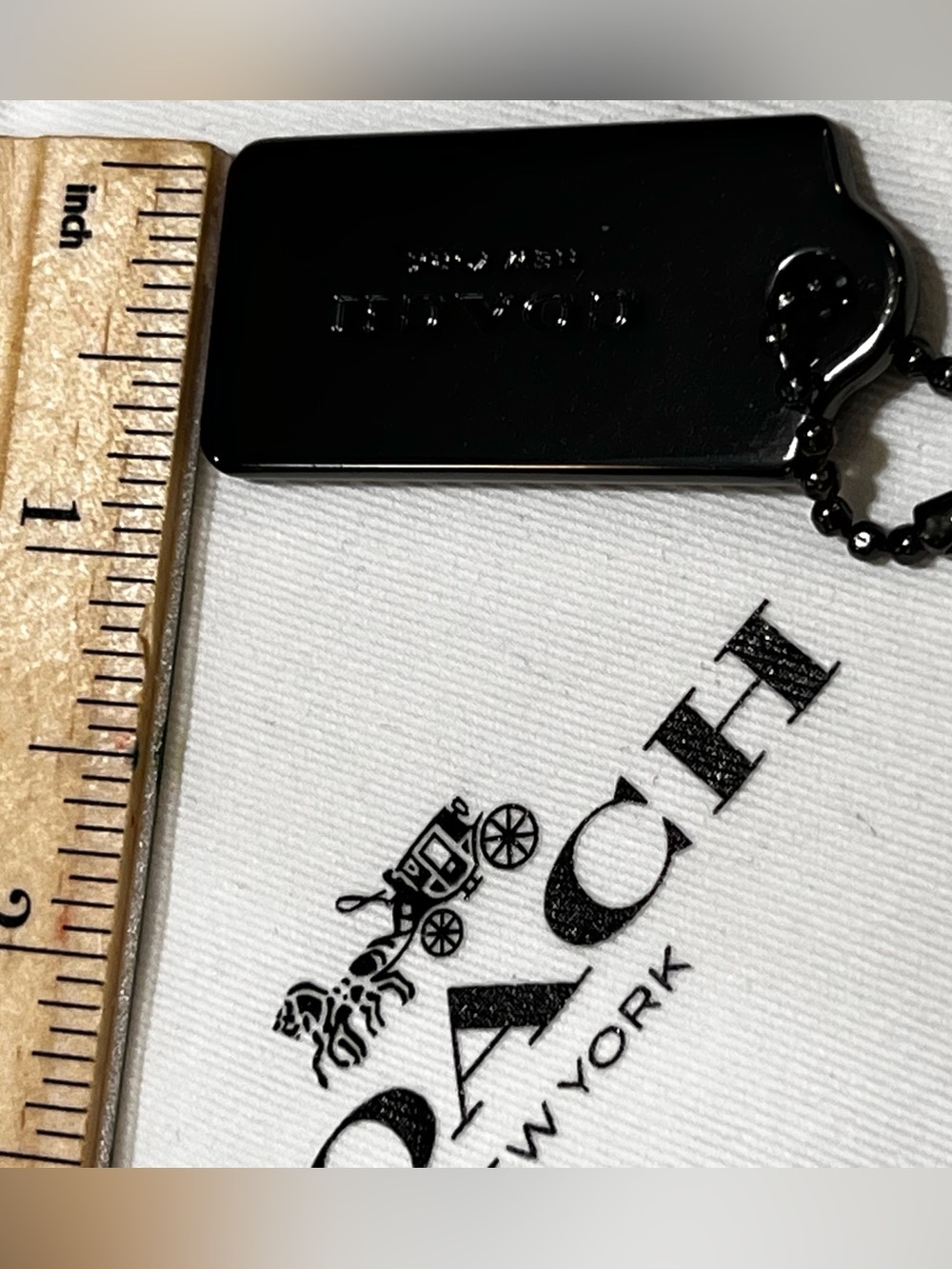 Coach black metallic  Black Logo Tag Pendant - Picture 7 of 8